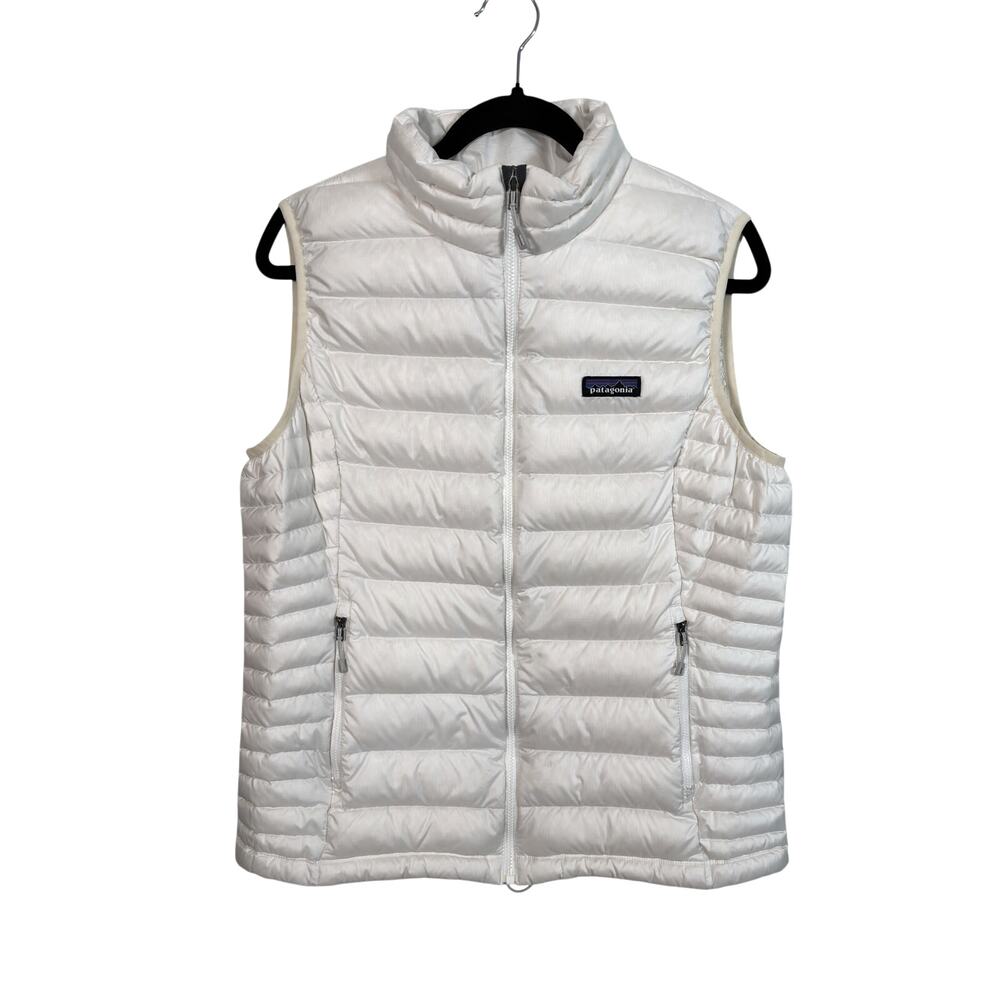 Patagonia Down Sweater Vest Womens Large White Quilted 800-Fill Ripstop Full Zip